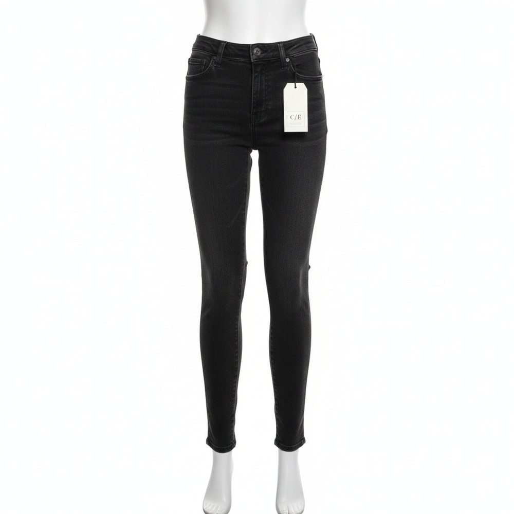 Current/Elliott Jeans 2 25" Black Skinny Jeans C/E Washed Denim Fade Goth Grunge